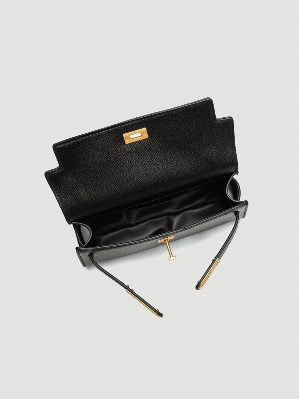 Black Fashionable Women's Plain Square Top Handle Shoulder Bag - Picture 7 of 9